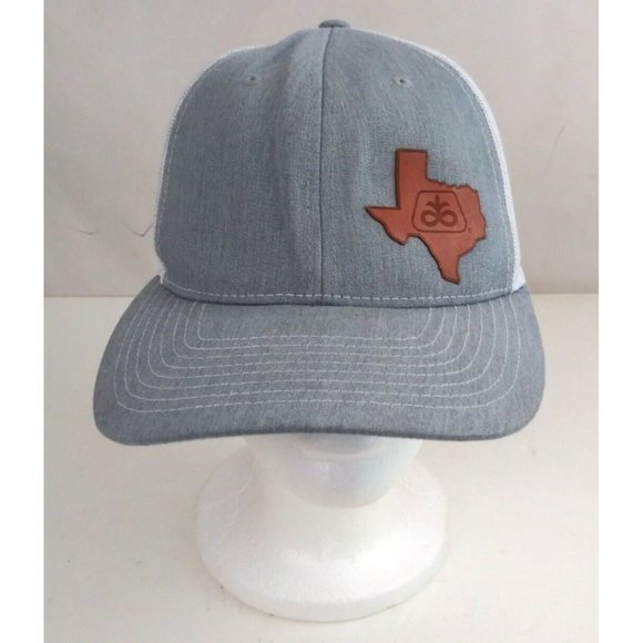Gray Mesh Back Texas Leather Embossed Unisex Snapback Baseball Cap - Picture 1 of 7